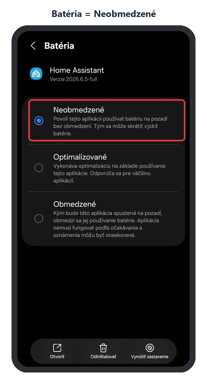 Samsung – batéria Neobmedzené (snímka obrazovky)